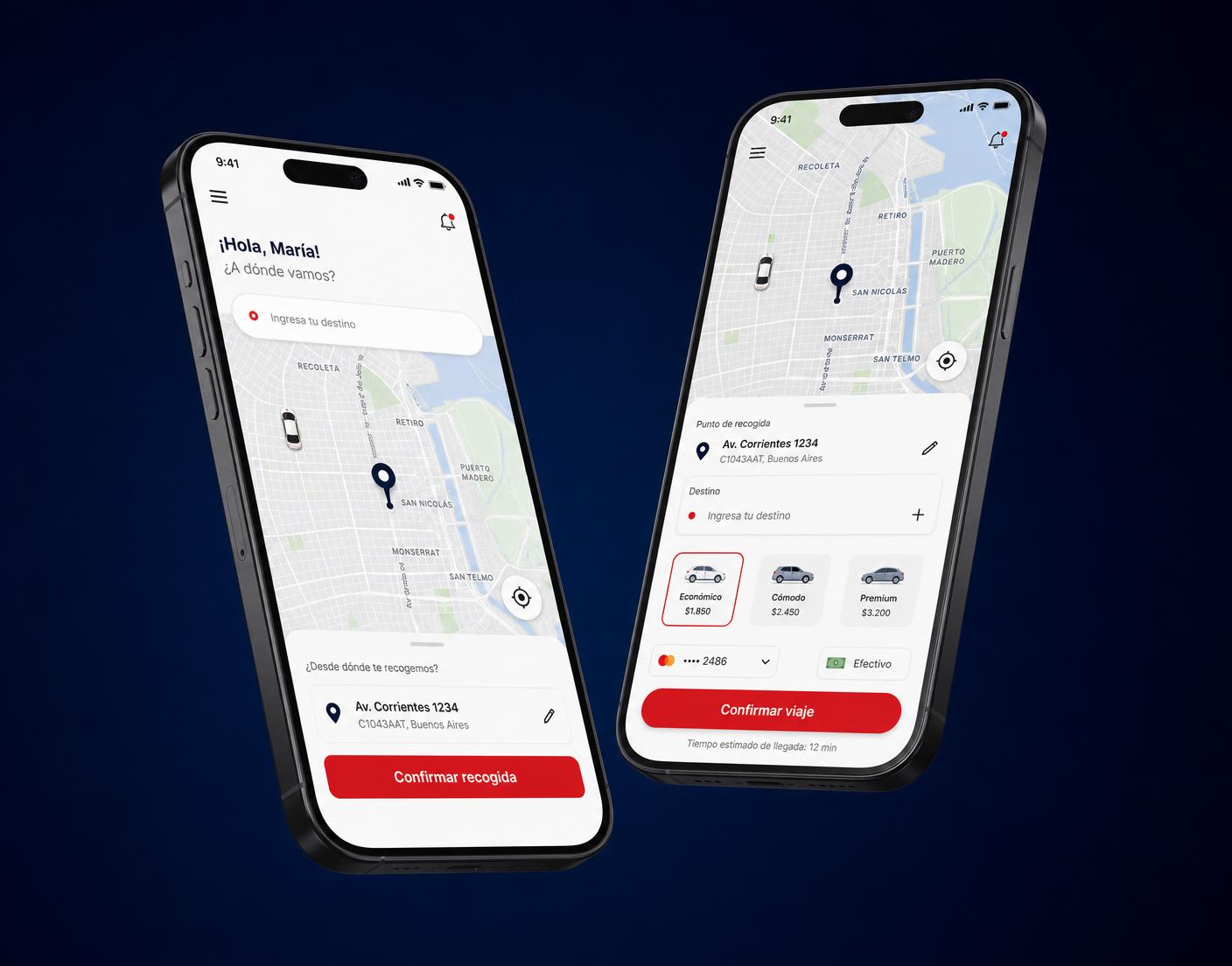 Pantallas de la app TransporVIP Clientes disponible en Google Play
